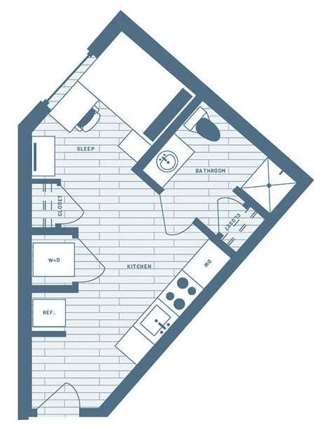Studio Student Living Apartment Floorplan 3